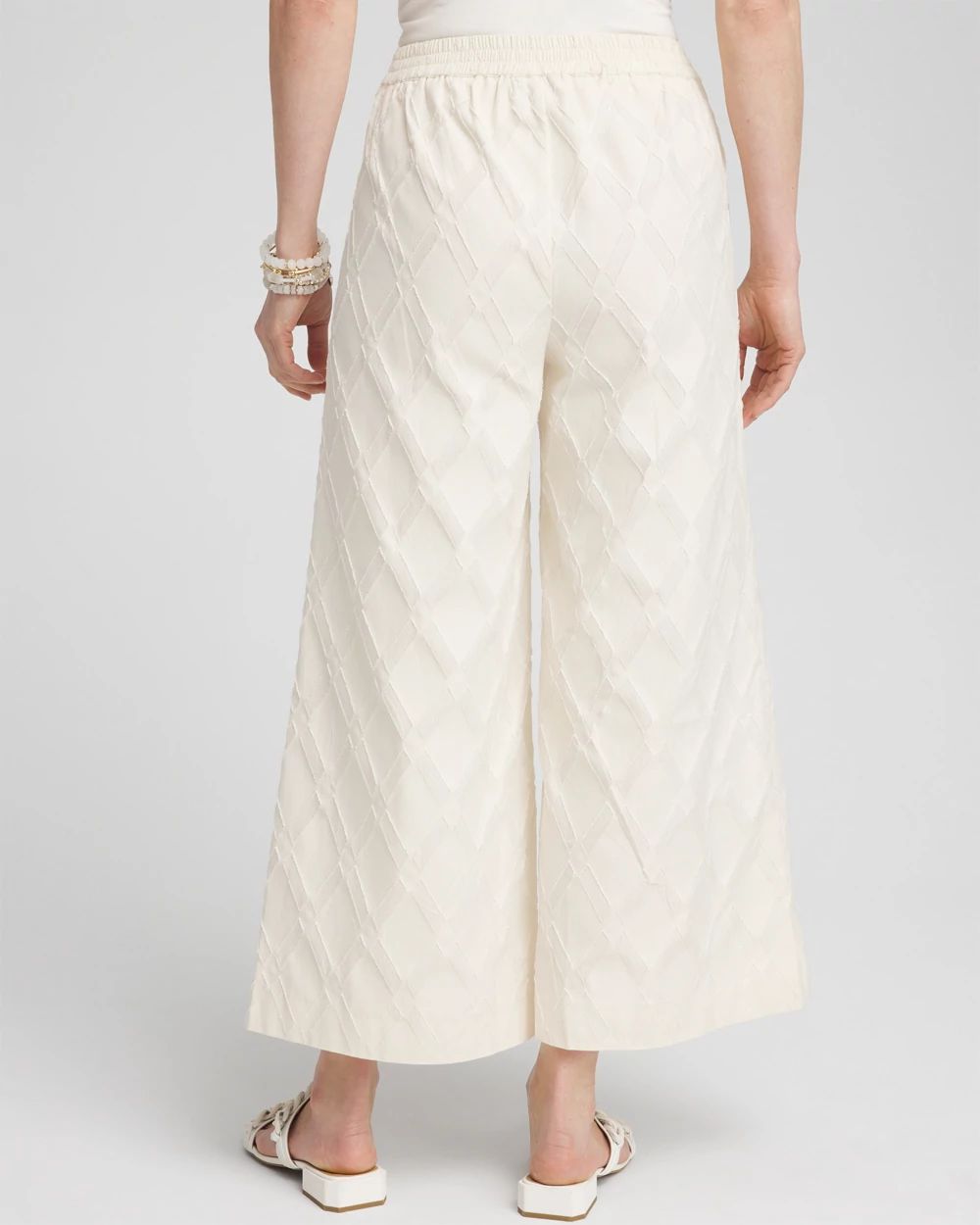 Textured Wide Leg Cropped Pants click to view larger image.