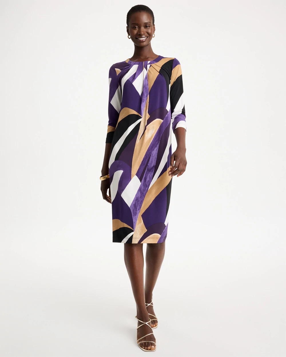 Travelers™ Knit Printed Twist-Front Dress