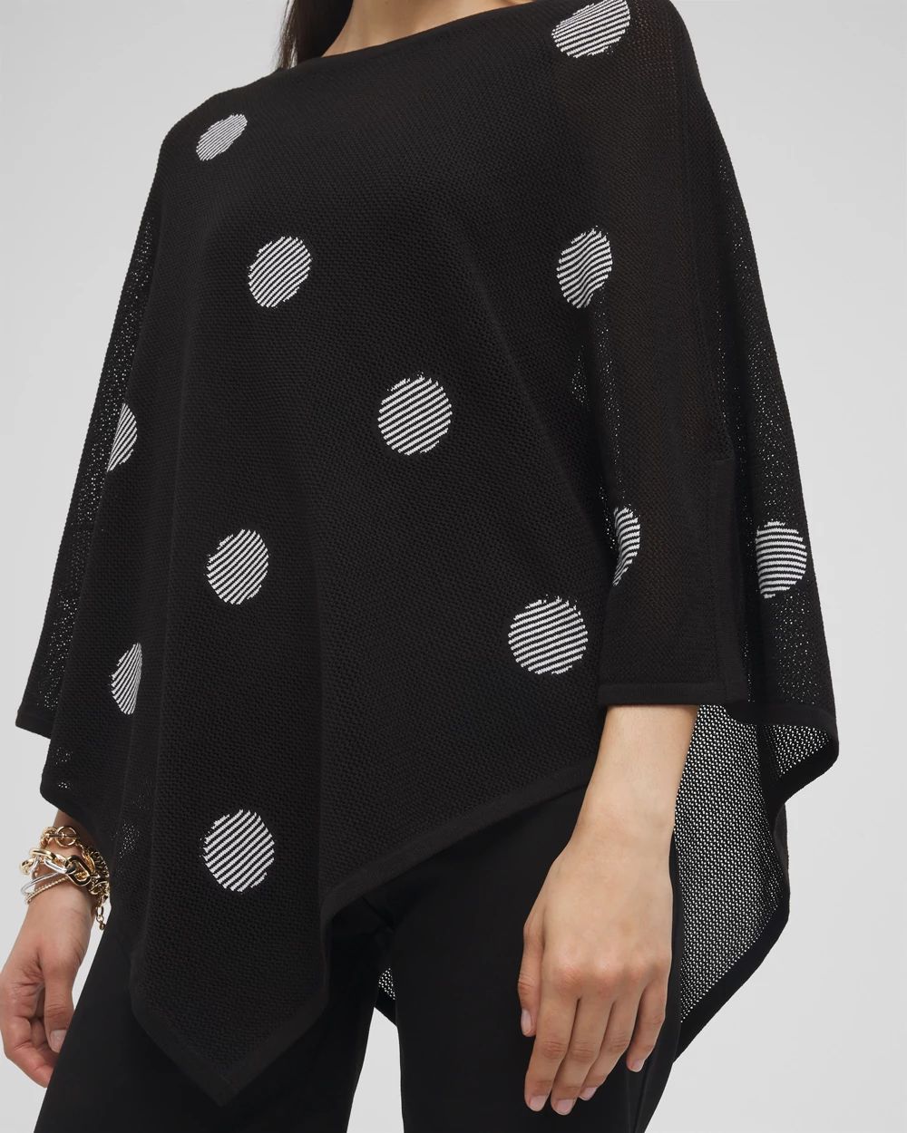Jacquard Polka Dot Knit Poncho