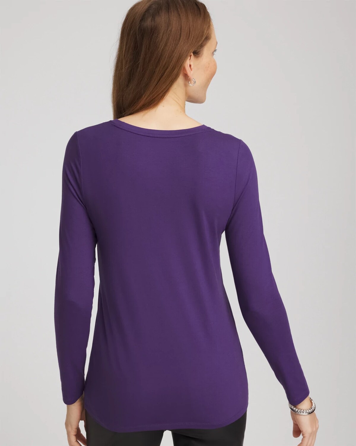 Chico's Touch Of Cool Layering Tee In Purple Elixir