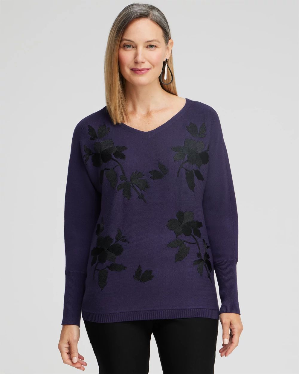Floral Embroidered Pullover Sweater