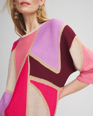 Graphic Intarsia Pullover Sweater click to view larger image.