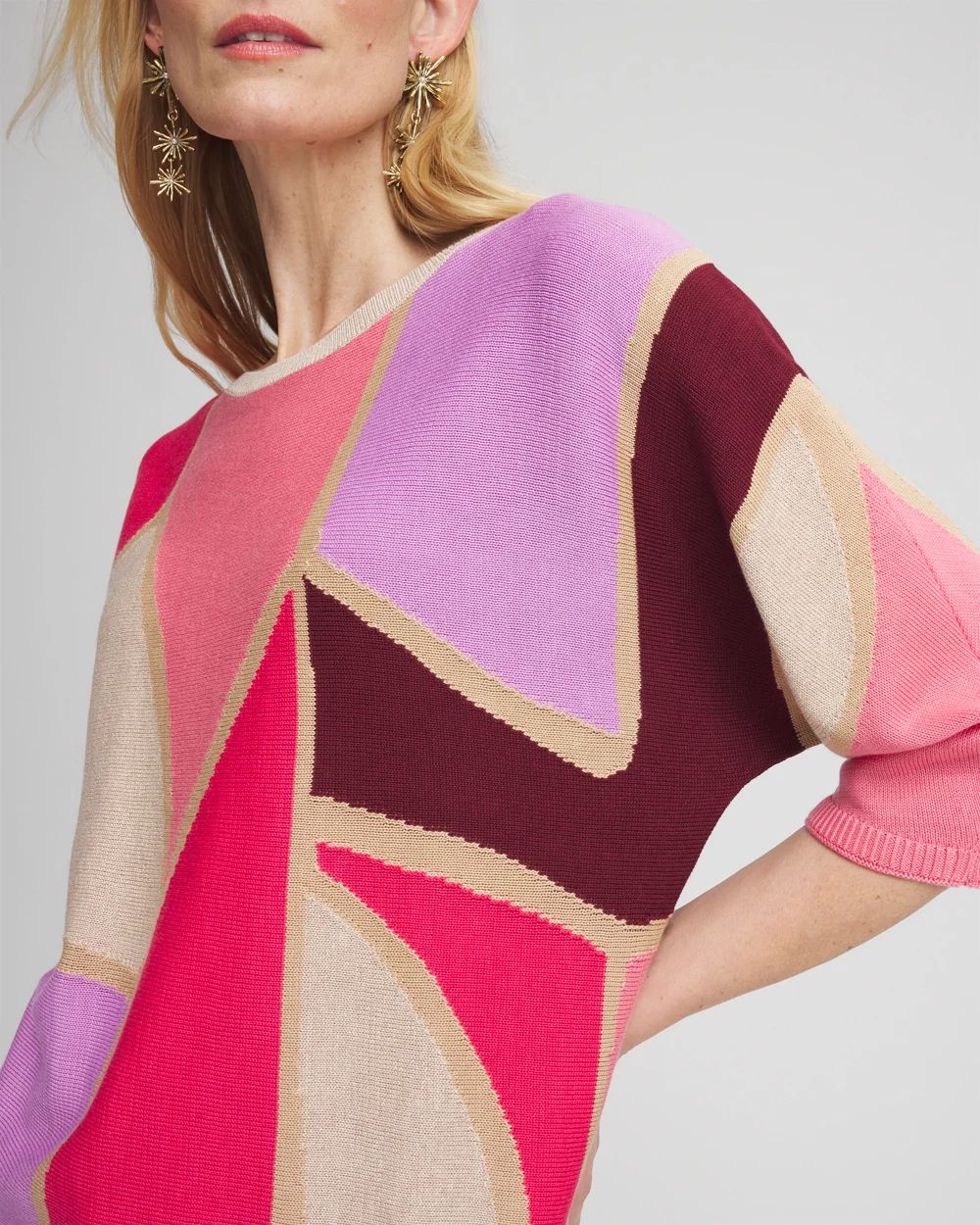 Graphic Intarsia Pullover Sweater