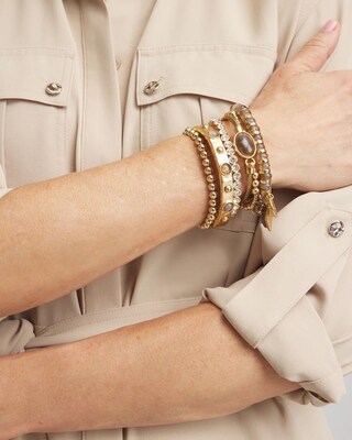 Neutral Bead Charm Stretch Bracelet click to view larger image.