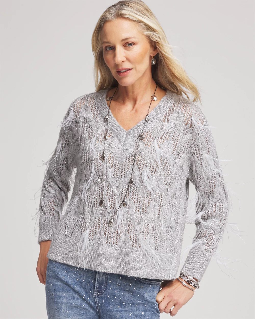 Feathered Pullover Sweater
