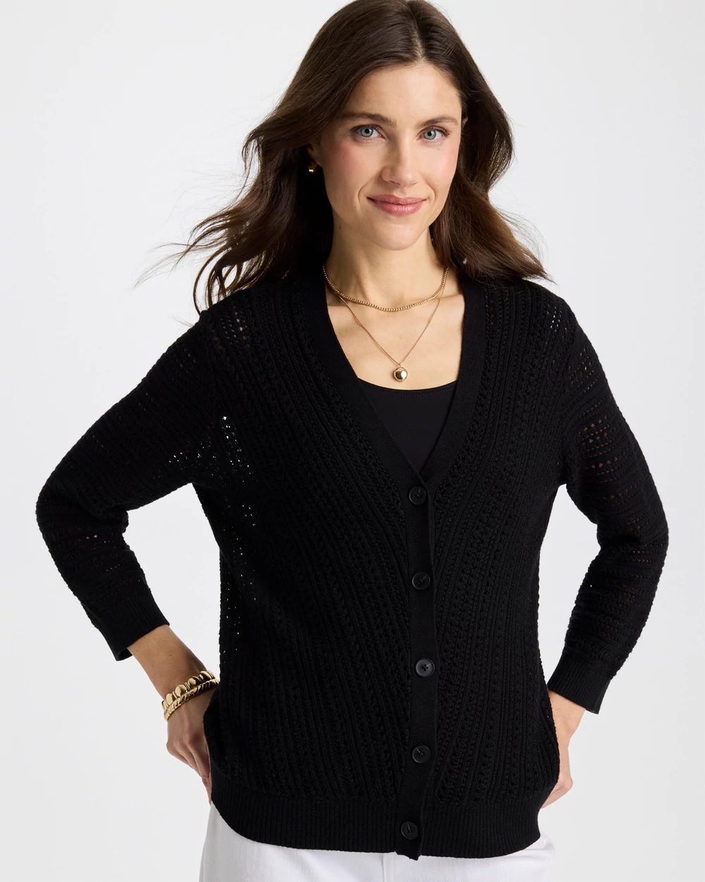 Stitchy V-Neck Cardigan, photo 1 of 4