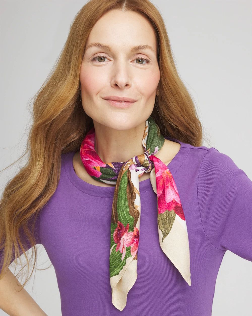Floral Square Satin Scarf