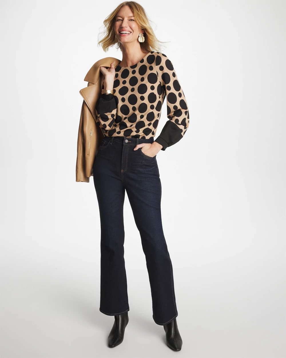 Ponte Poplin Polka-Dot Top