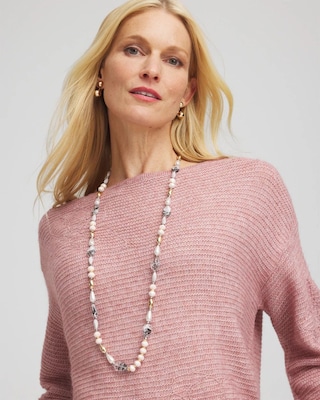 Pink Art Deco Beaded Necklace click to view larger image.
