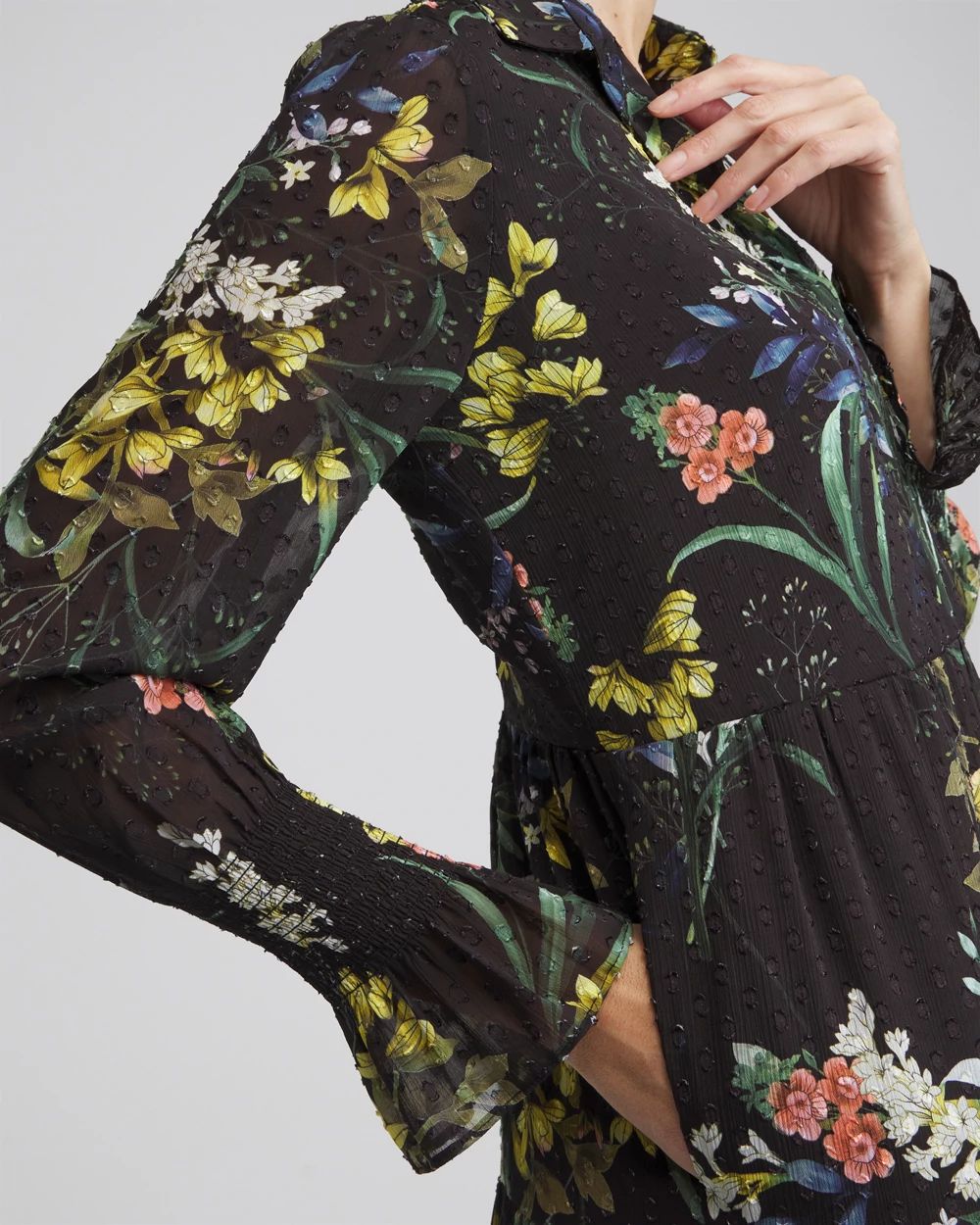 Floral Jacquard Tiered Dress