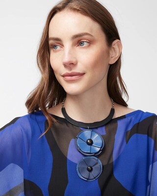 Blue Floral Pendant Necklace