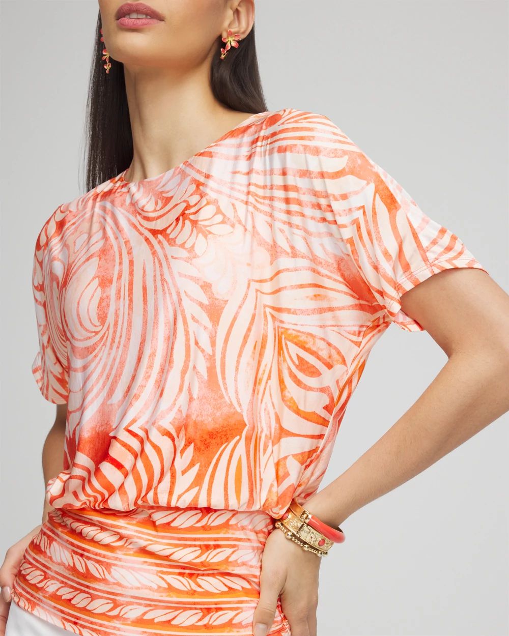 Touch of Cool™ Mesh Ruched Banded Hem Top click to view larger image.