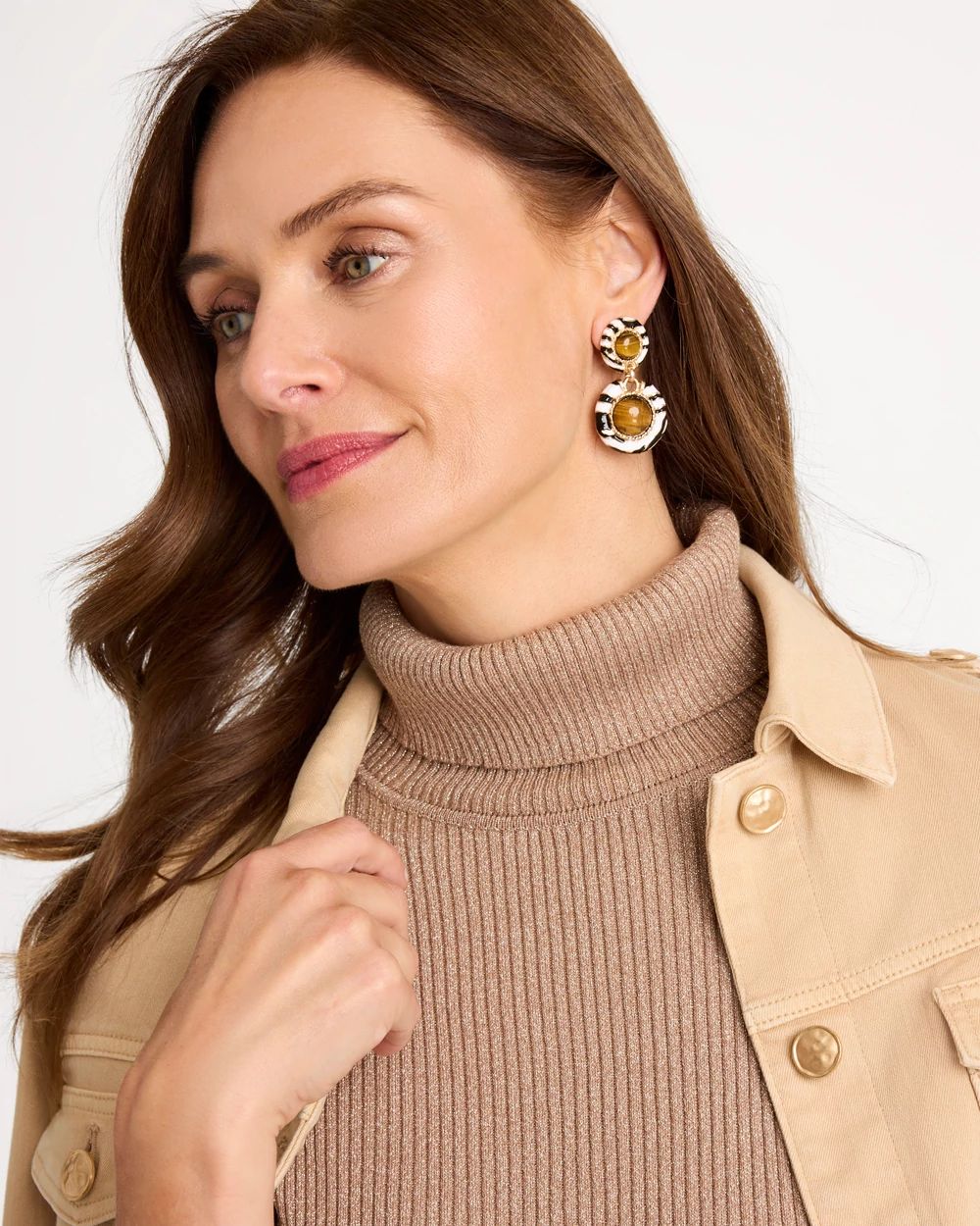 Zebra Double Cab Drop Earrings click to view larger image.