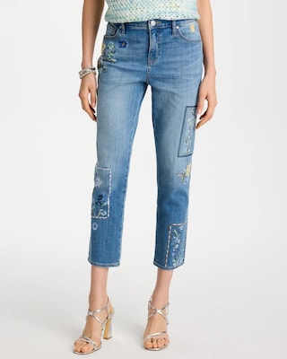 Floral Patchwork Girlfriend Crop Jeans click to view larger image.