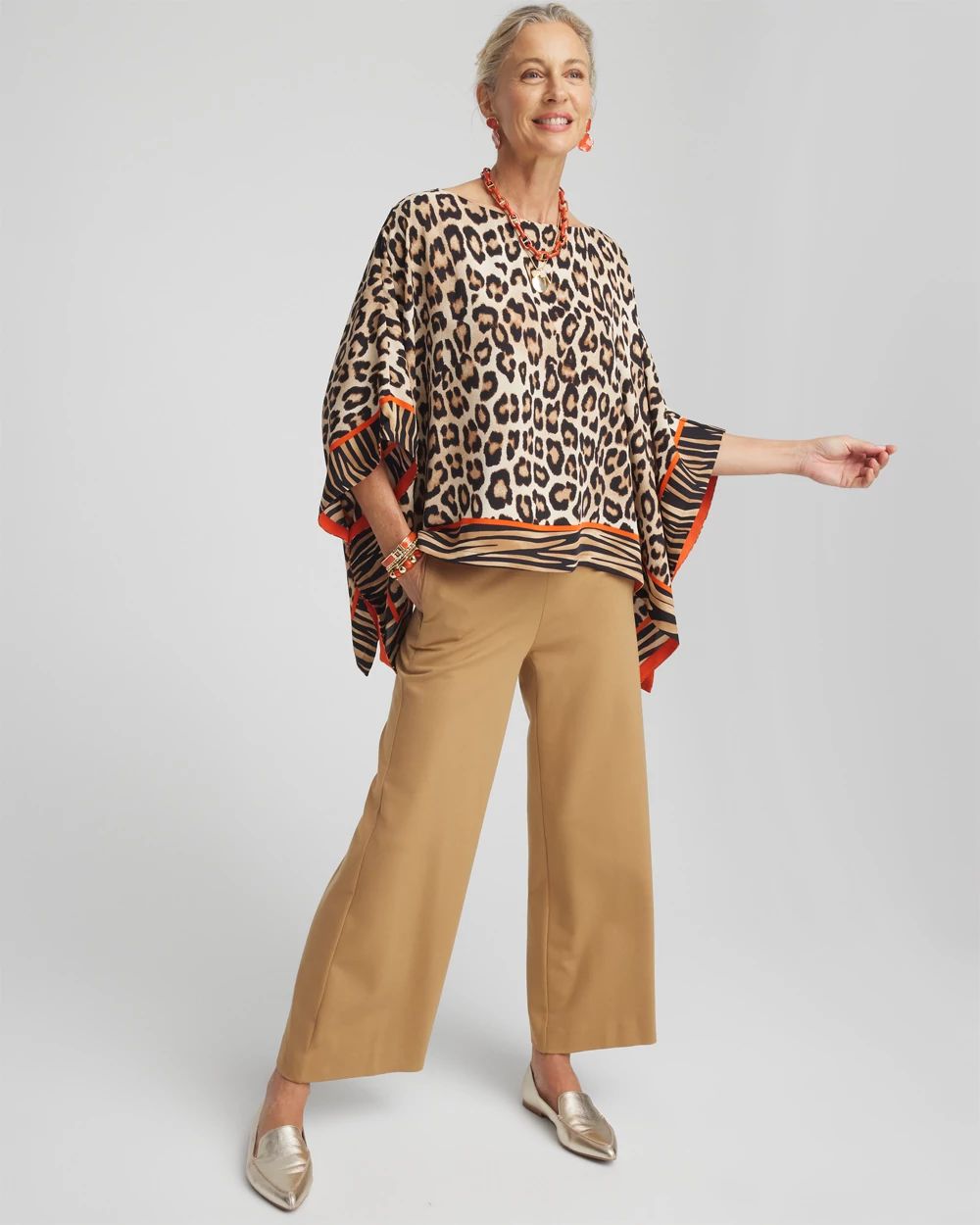 Mixed Animal Print Poncho