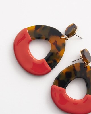 No Droop™ Orange & Tortoise Hoop Earrings