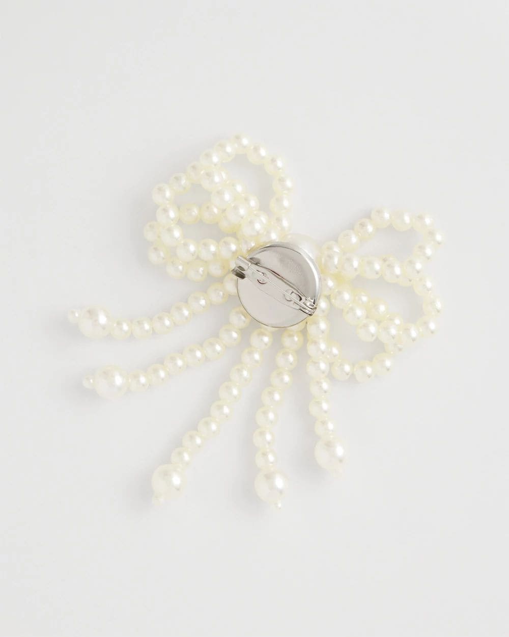 Faux Pearl Bow Brooch
