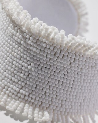 White Seed Bead Cuff Bracelet