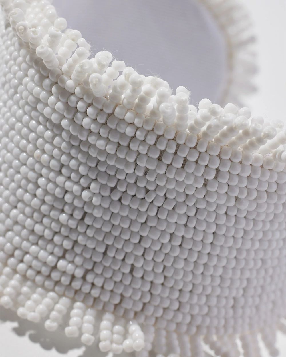 White Seed Bead Cuff Bracelet