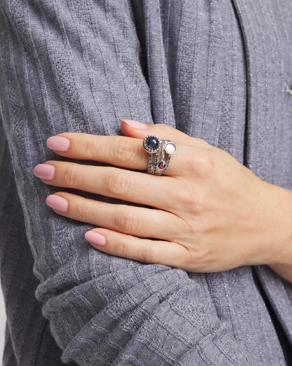 Blue Bead Stretch Ring