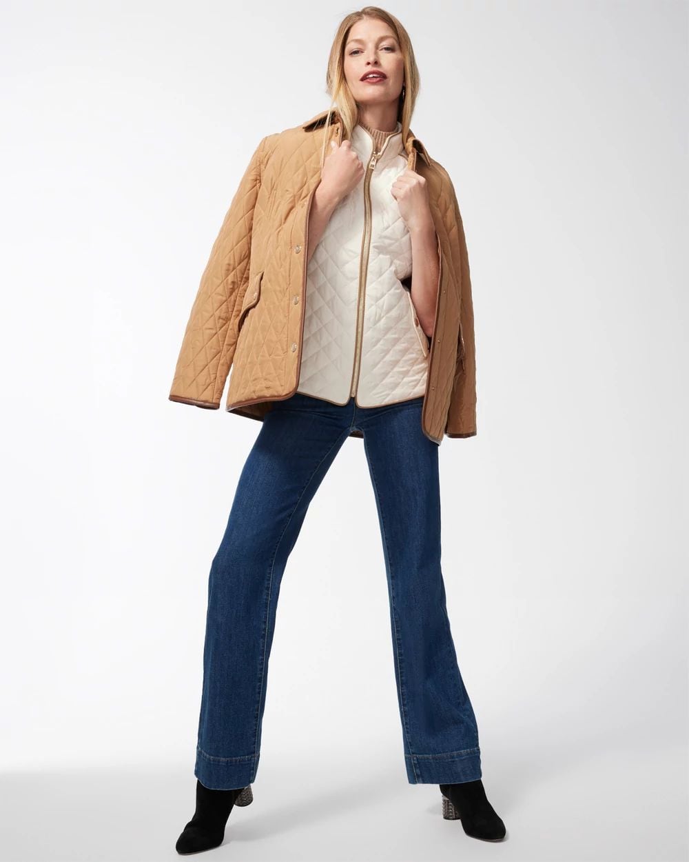 Rib Trim Quilted Vest