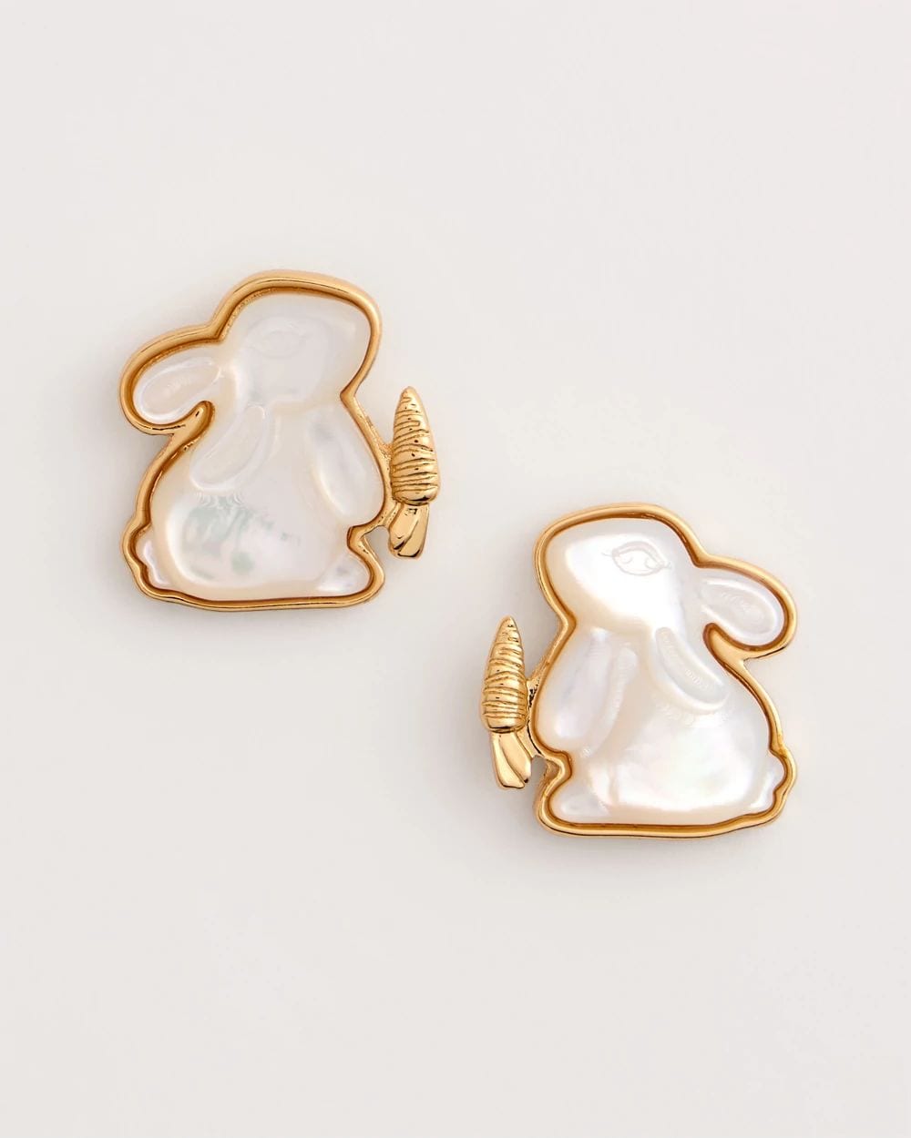 White Pearl Bunny Stud Earrings