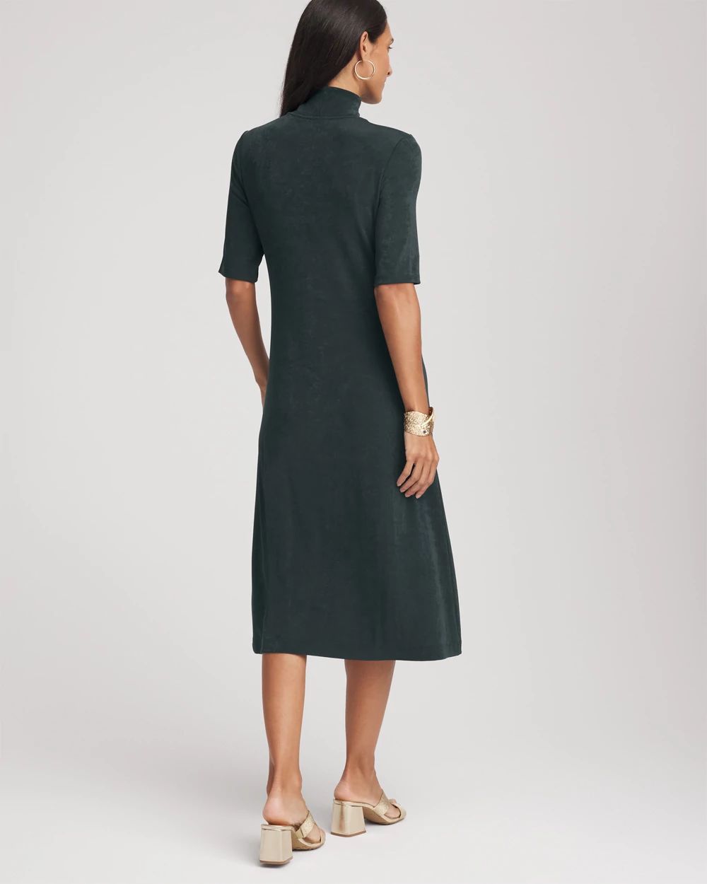 Travelers™ Mockneck Elbow-Sleeve Midi Dress