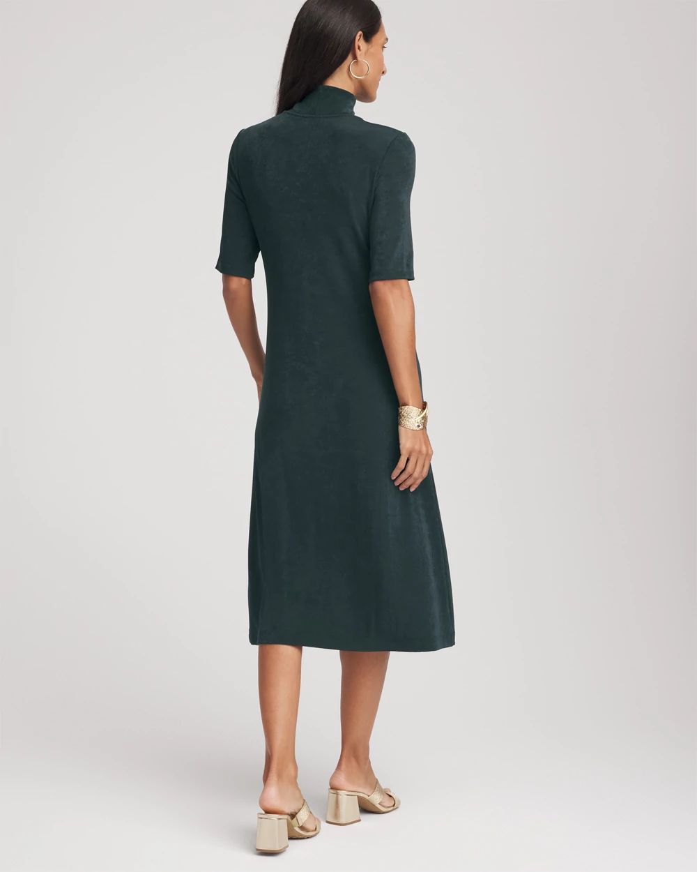 Travelers™ Mockneck Elbow-Sleeve Midi Dress