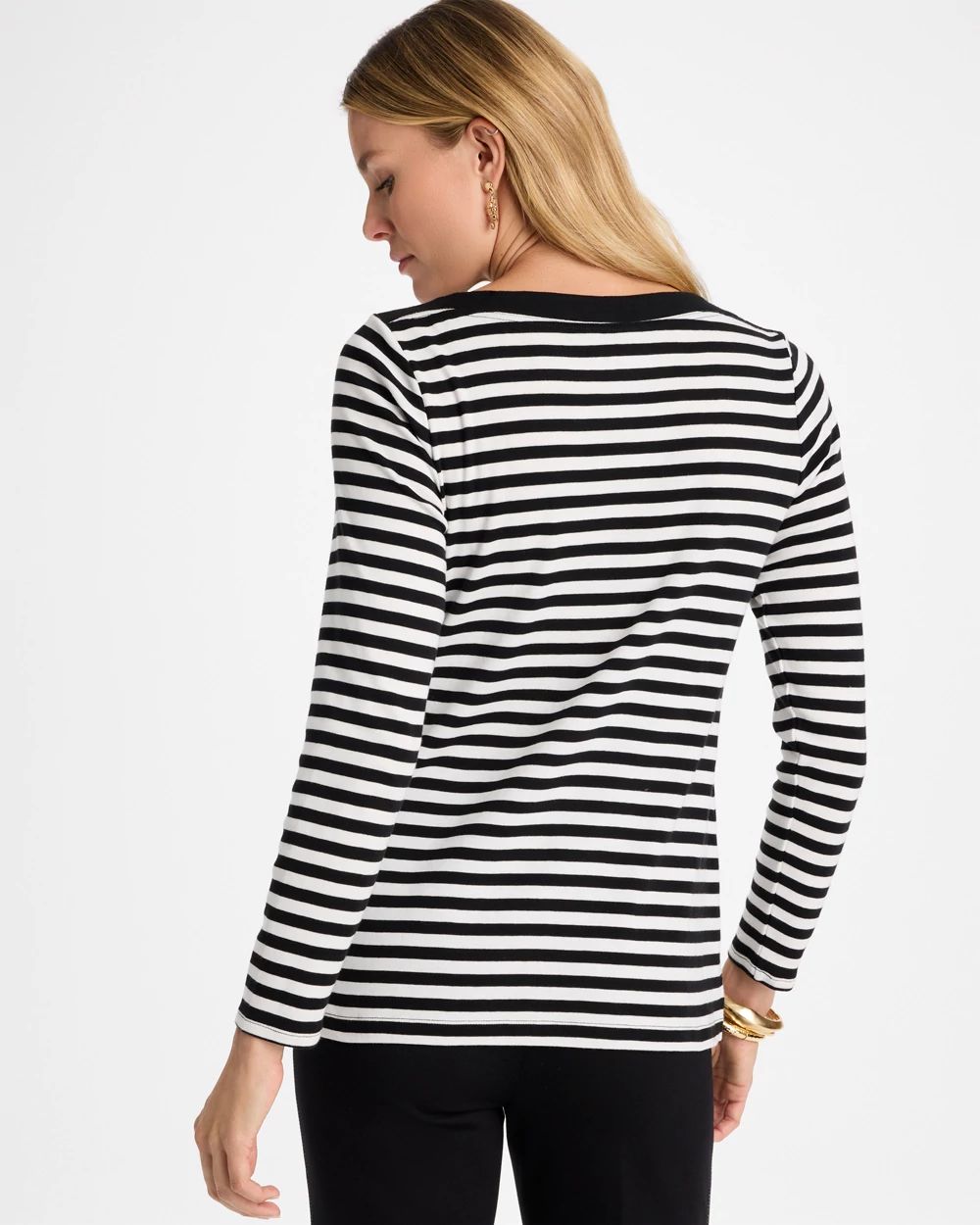 Striped Pima Cotton Boatneck Tee click to view larger image.