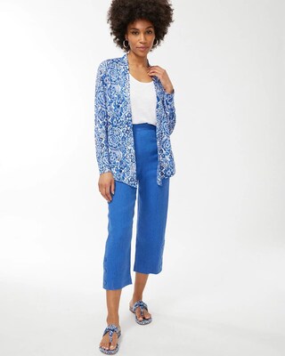 Linen Paisley Convertible Cardigan