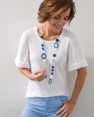 Stretch Linen Fringe Sleeve Tee