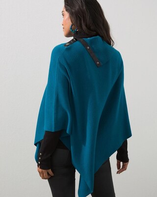 Teal Snap Neck Sweater Poncho