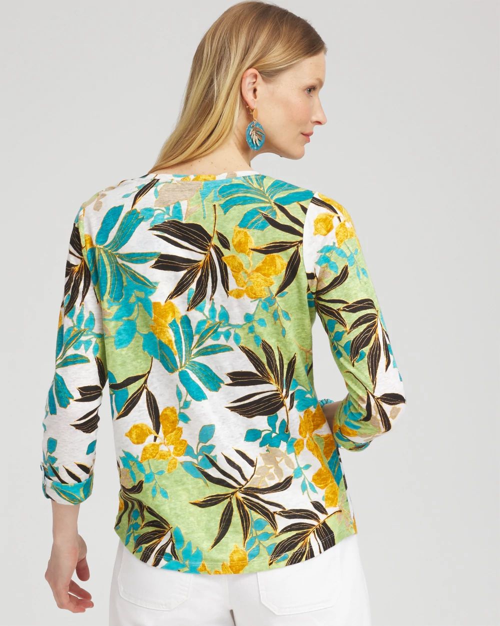 Linen Warm Palms 3/4 Sleeve Tee