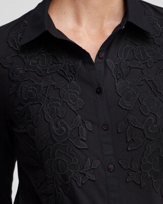 Knit Woven Lace Applique Shirt