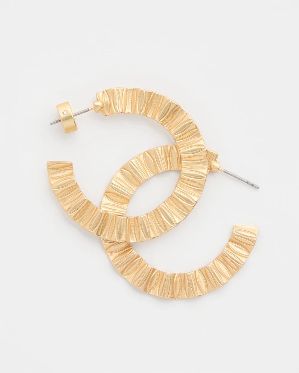 Crinkled Goldtone Hoop Earrings click to view larger image.