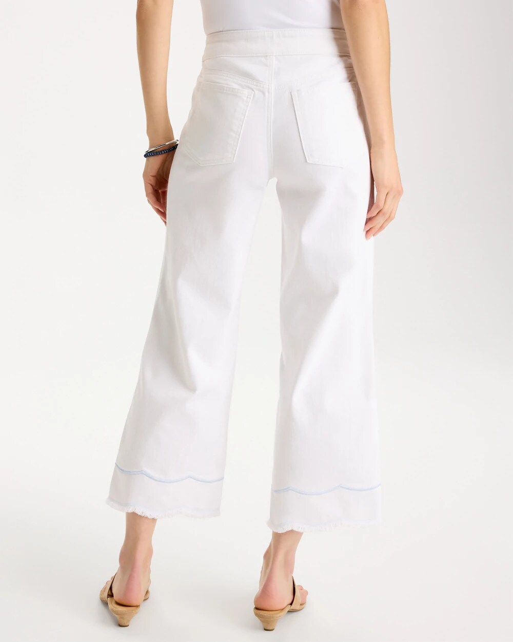 Chico's Pull-on Wide-leg White Crop Jeans In Multi