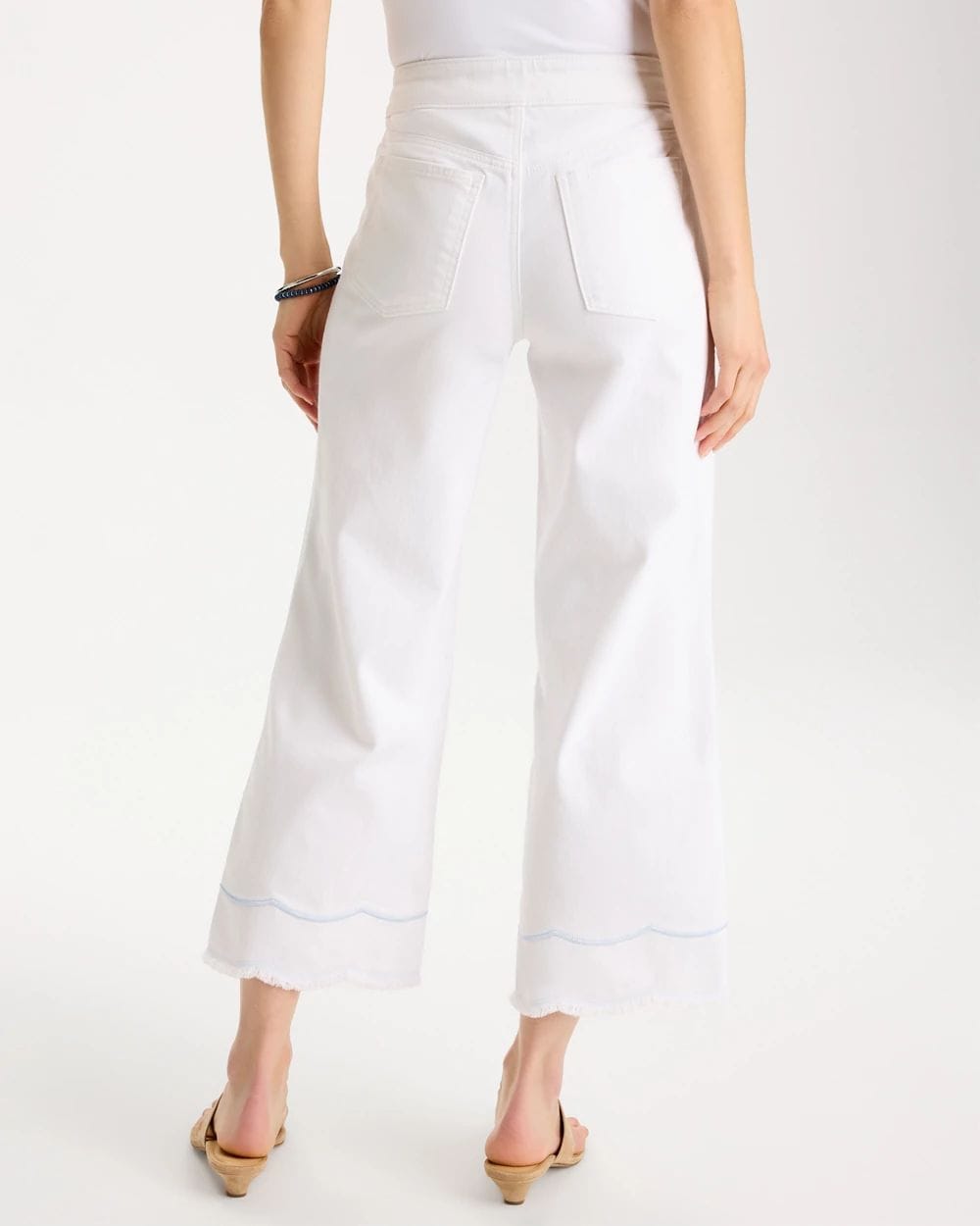 Pull-On Wide-Leg White Crop Jeans click to view larger image.