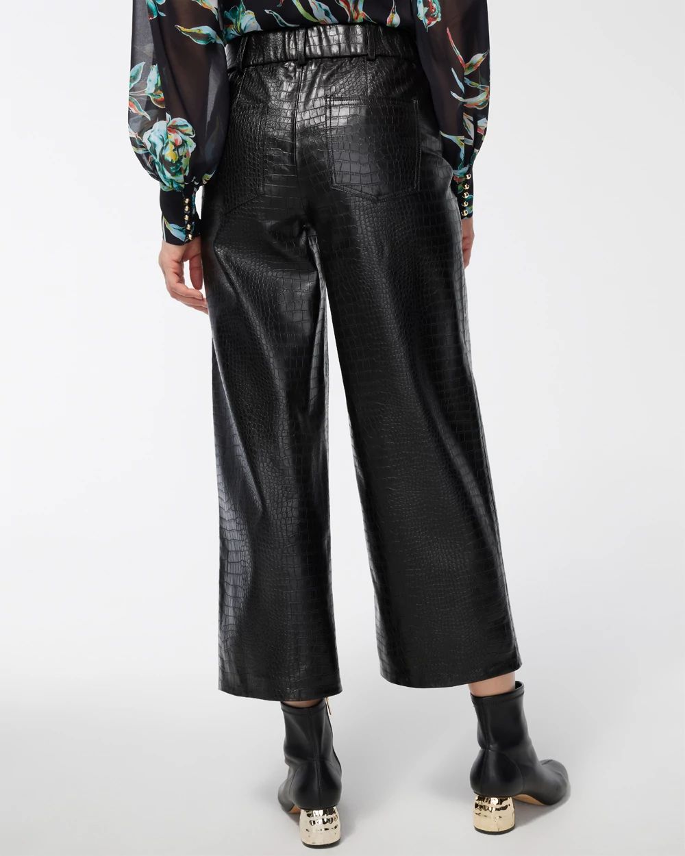 Faux Crocodile Wide Leg Crops