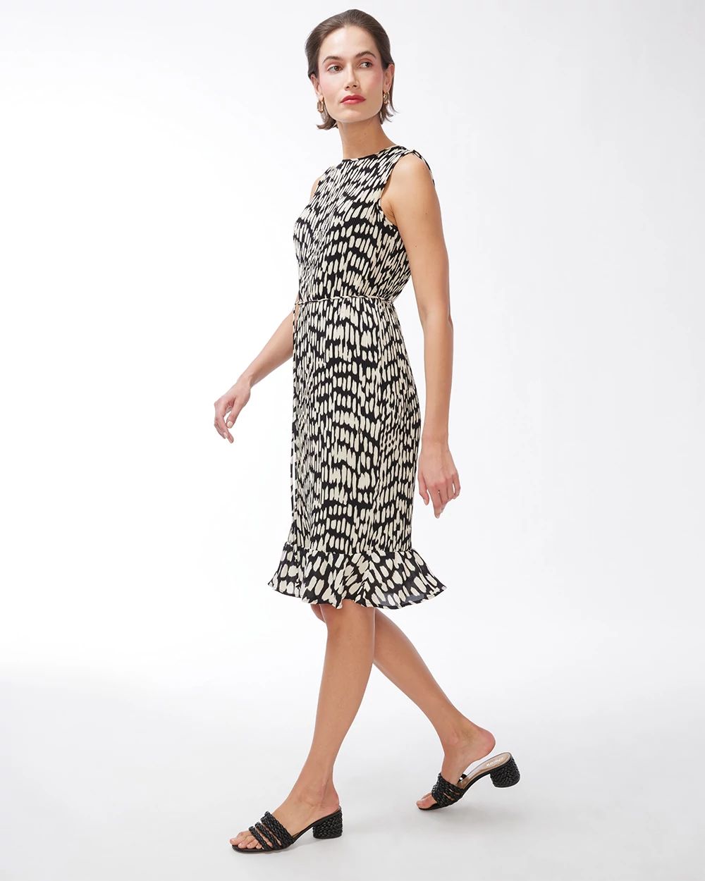 Black Label Two Tone Peplum Crinkle Dress