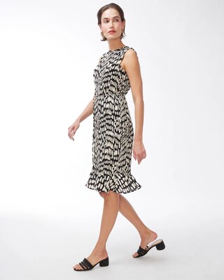 Black Label Two Tone Peplum Crinkle Dress