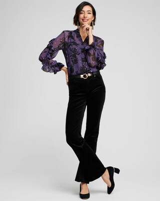 Chiffon Ruffle Sleeve Blouse