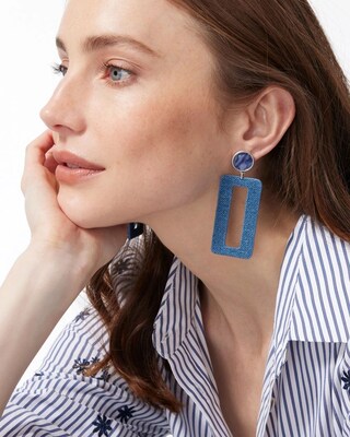 Denim Linear Drop Earrings