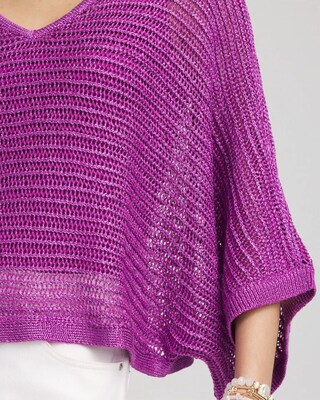 V-neck Sequin Knit Poncho
