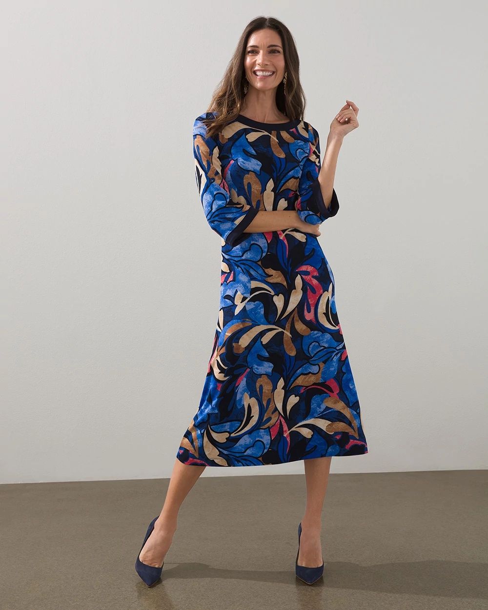 Travelers Border Trim Midi Dress