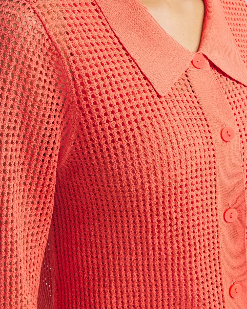 Pointelle Collared Cardigan