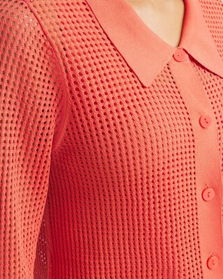 Pointelle Collared Cardigan click to view larger image.
