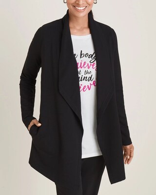 Zenergy French Terry Drape-Front Cardigan