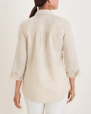 No-Iron FreshChic Linen-Blend Metallic Shirt