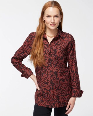No Iron Stretch Sable Paisley Shirt
