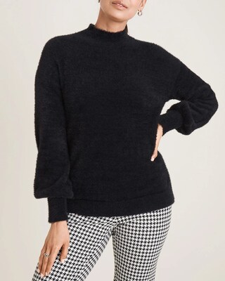 Mock-Neck Eyelash Sweater